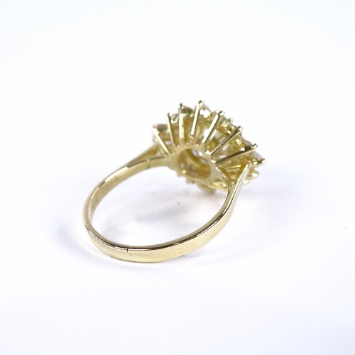 1100 - A Fancy Light Yellow diamond cluster ring, the central round brilliant-cut stone weighing approx 2.1... 