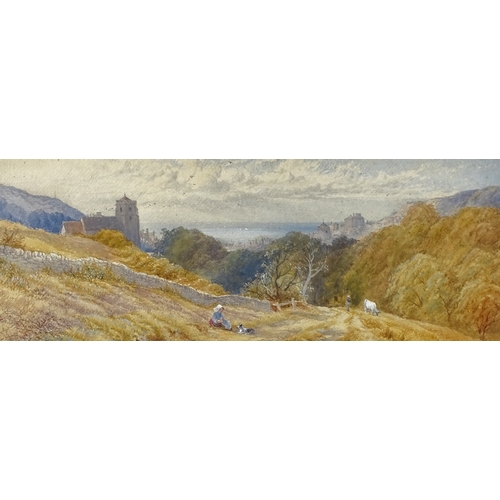 2297 - 19th century watercolour, view over Hastings, signed with monogram, 7