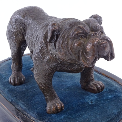 37 - A bronze-patinated spelter Bulldog wearing a collar, seal mark under foot BK Co, early 20th century,... 