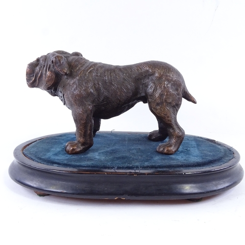 37 - A bronze-patinated spelter Bulldog wearing a collar, seal mark under foot BK Co, early 20th century,... 