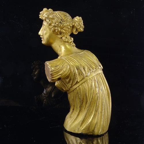 13 - A 19th century gilt-bronze Classical figure of a woman, unsigned, height 13cm