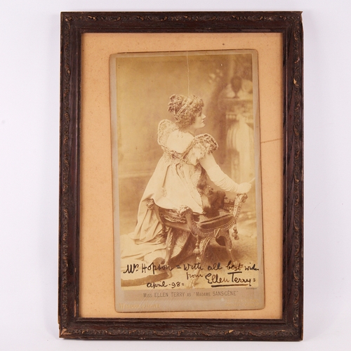 16 - Ellen Terry, original Studio photograph of Ellen Terry as Madame Sans-Gene, original ink inscription... 