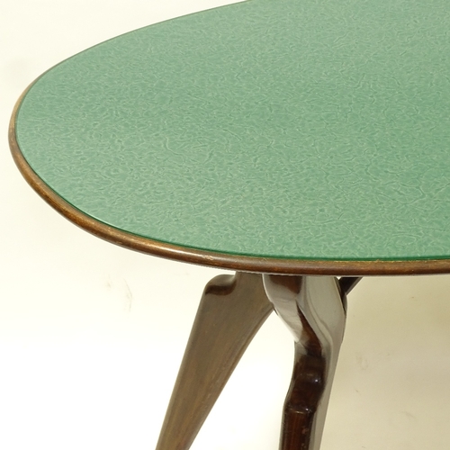 2176 - A 1950s' Italian oval dining table, in the manner of Ico Parisi, with stylised wood frame and revers... 