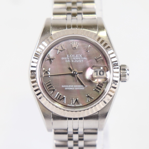 1004 - ROLEX - a lady's stainless steel Oyster Perpetual Datejust automatic wristwatch, ref. 79174, circa 2... 