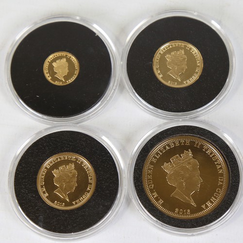 55 - 2016 Remembrance Day Gold Proof Sovereign Four-Coin Collection, comprising Double-Sovereign, Soverei... 
