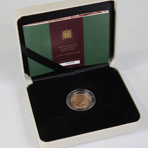 57 - An Elizabeth II 2020 Withdrawal from the European Union Brilliant Uncirculated gold Sovereign, Royal... 