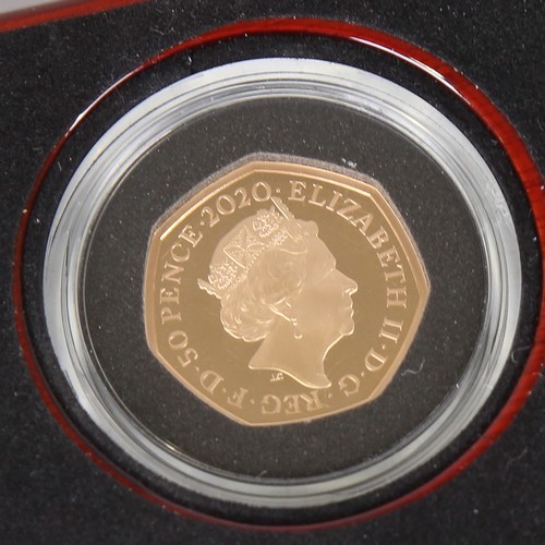 58 - An Elizabeth II 2020 UK Withdrawal from the European Union 50p Gold Proof Piedfort Coin, Royal Mint ... 
