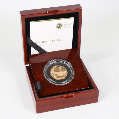 60 - An Elizabeth II 2016 Team GB UK 50p Gold Proof Coin, Royal Mint certificate of authenticity limited ... 