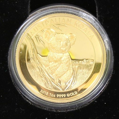 63 - An Elizabeth II 2015 Australian Koala 1oz Proof Gold 100 Dollars Coin, Perth Mint certificate of aut... 
