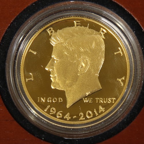 64 - A United States Mint 2014 50th Anniversary Kennedy Half-Dollar Gold Proof Coin, .9999 fine gold, wit... 
