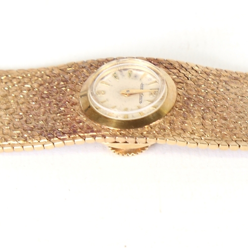 4 - JAEGER LECOULTRE - a lady's Vintage 9ct gold mechanical wristwatch, silvered dial with half-hourly A... 