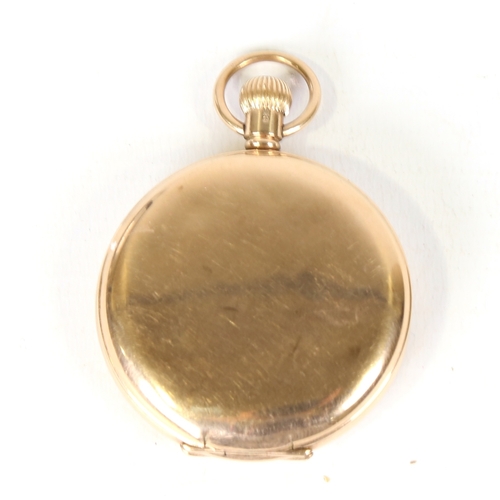 5 - WALTHAM - an early 20th century 9ct gold full hunter pocket watch, white enamel dial with Roman nume... 
