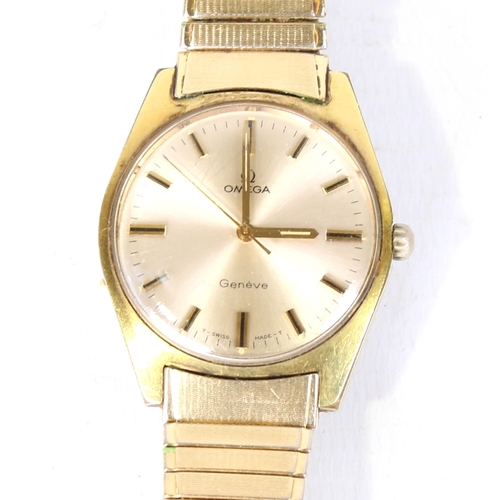7 - OMEGA - a Vintage gold plated Geneve mechanical wristwatch, ref. 135041, circa 1970s, silvered dial ... 