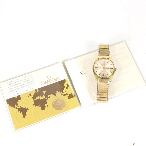 7 - OMEGA - a Vintage gold plated Geneve mechanical wristwatch, ref. 135041, circa 1970s, silvered dial ... 