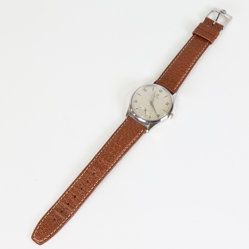 24 - OMEGA - a Vintage stainless steel mechanical wristwatch, ref. 13322, circa 1950s, silvered dial with... 