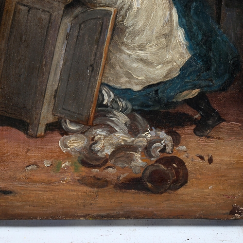 1793 - 19th century Continental oil on canvas, a marital dispute, unsigned, 32cm x 25cm, unframed