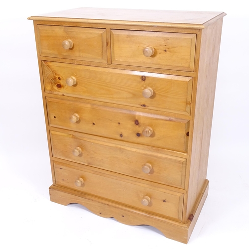 2008 - A modern pine chest of 2 short and 4 long drawers, W91cm, H117cm, D51cm