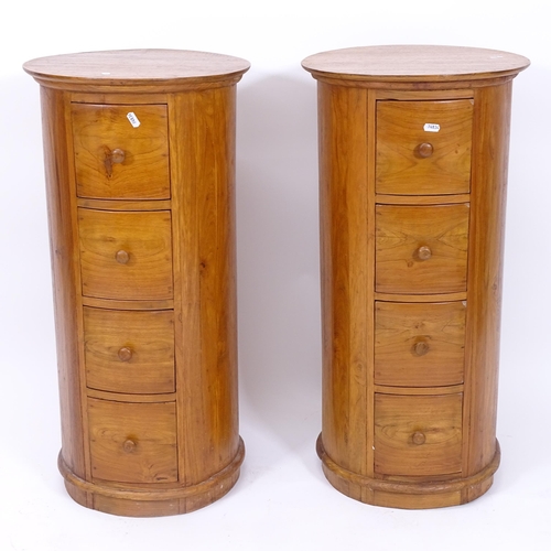 2009 - A pair of drum-shaped bedside chests of 4 drawers, diameter 40cm, height 81cm