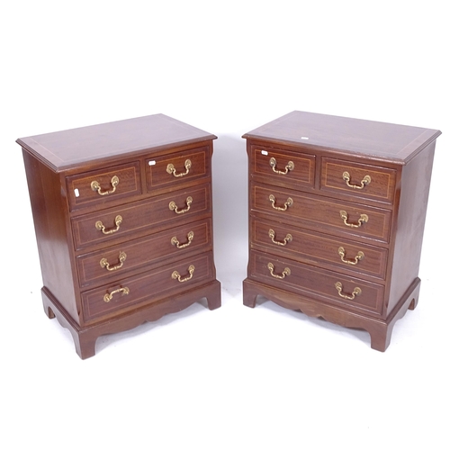 2045 - A pair of reproduction mahogany chests of 2 short and 3 long drawers, W62cm, H75cm, D41cm