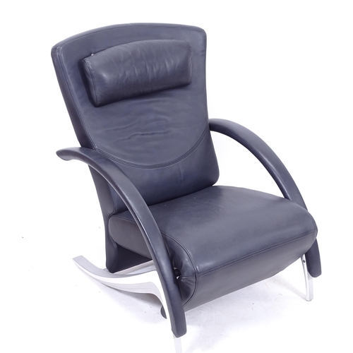 2046 - A Rolf Benz 3110 grey leather reclining lounge chair, with maker's marks (cost circa £5,000 new)