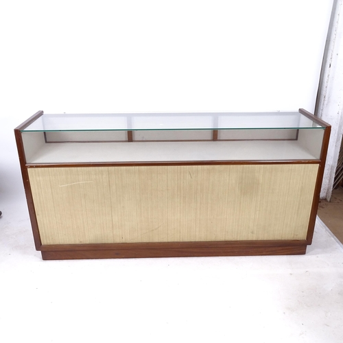 2000 - A mid-century teak-framed shop haberdashery cabinet, with 45 fitted drawers, L181cm, H91cm, D46cm