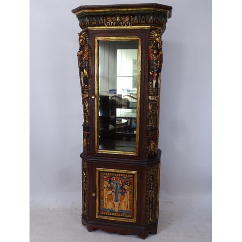 2004 - An Egyptian Revival design display cabinet, with a single-glazed and panelled cupboard door, and all... 