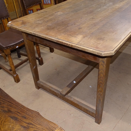 2041 - A 19th century French oak and cherrywood refectory table, W200cm, H77cm, D90cm