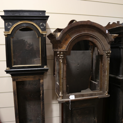 2 longcase clock cases, 2 hoods, and spare parts Barnebys