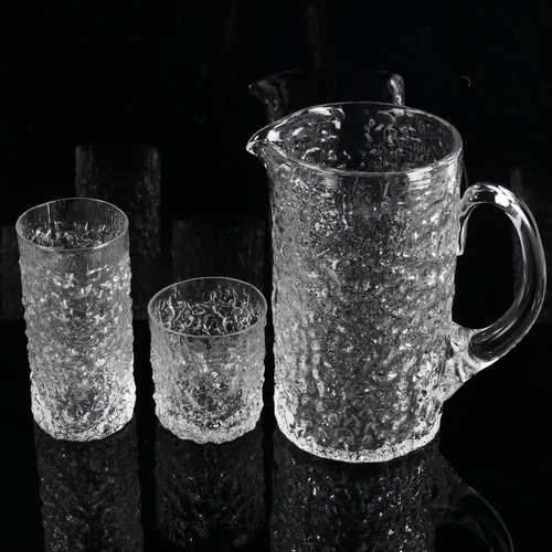 Midcentury Whitefriars Glacier pattern jug with 6 hi ball g... Barnebys