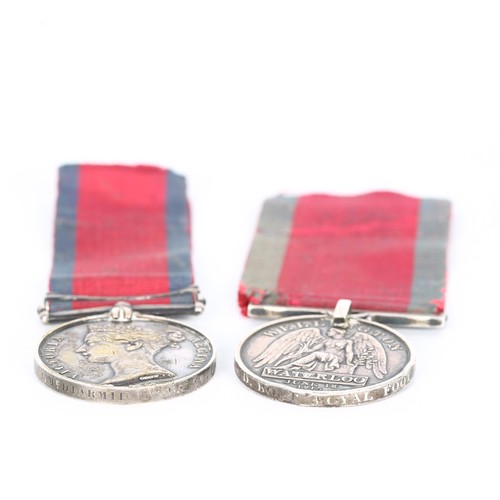 1402 - A pair of Napoleonic War medals, comprising Waterloo 1815 and Military General Service medal with Co... 