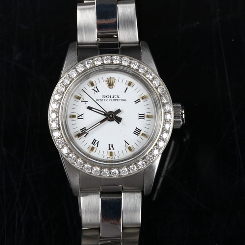 30 - ROLEX - a lady's stainless steel Oyster perpetual automatic bracelet watch, ref. 67180, circa 1988, ... 