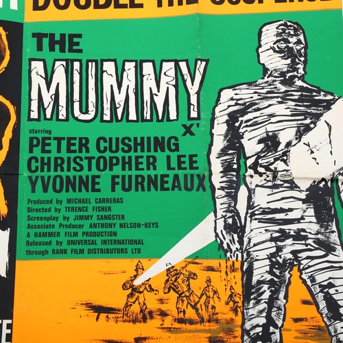 1001 - The Curse of Frankenstein / The Mummy (1950s) British Quad double bill film poster, Hammer Horror, P... 
