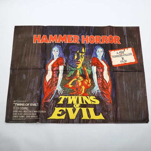 1004 - Twins of Evil (1971) British Quad film poster, Hammer Horror starring Peter Cushing, 30 x 40