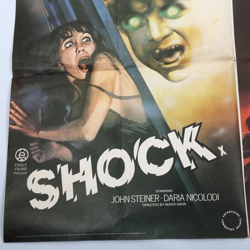 1013 - British Quad film poster double bill, Shock / The Blood Spattered Bride, 30 x 40