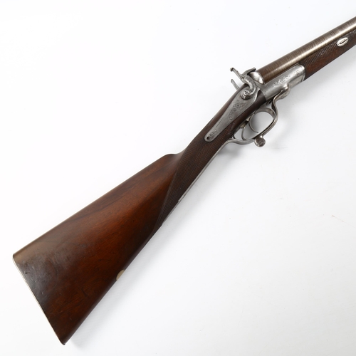 1043 - An Adams & Co double-barrelled pinfire sporting shotgun, circa 1865, serial no. 10298, barrel length... 