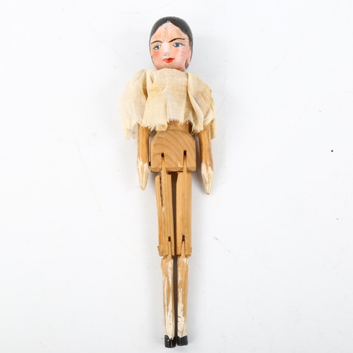 1045A - A Folk Art carved and painted wood jointed peg doll, length 25cm - BBC Antiques Road Trip