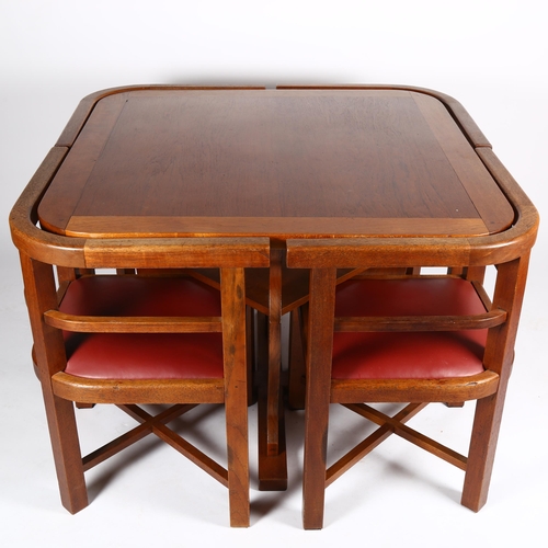 HUGHES, BOLCKOW and Co for HEALS, a 1930s teak dining table and tuck