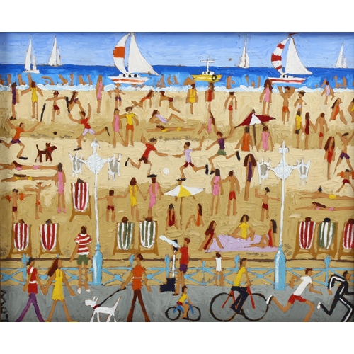 2003 - Louise Braithwaite, oil on board, Brighton beach, 24cm x 29cm, framed, provenance: Landmark Arts Cen... 
