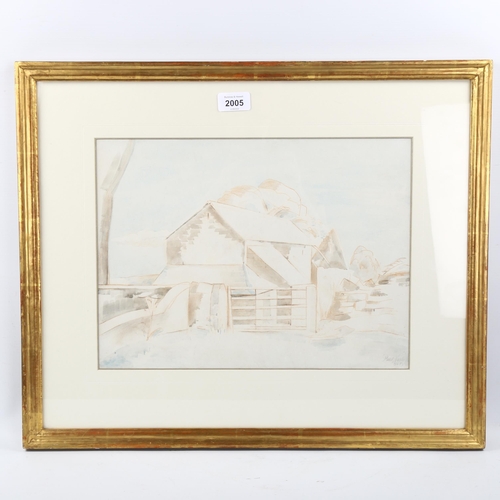 2005 - Paul Nash (1889 - 1946), watercolour/conte crayon on paper, farm buildings, signed and dated 1925, 2... 