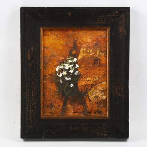 2009 - Henry Huai Xu, oil on board, rock flowers, 19cm x 14cm, framed, provenance: Buckland Southerst Galle... 