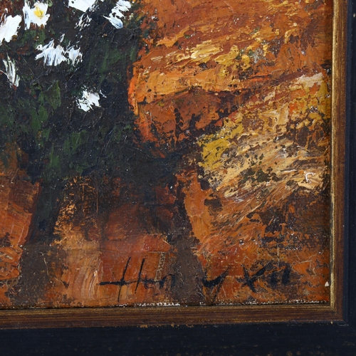 2009 - Henry Huai Xu, oil on board, rock flowers, 19cm x 14cm, framed, provenance: Buckland Southerst Galle... 