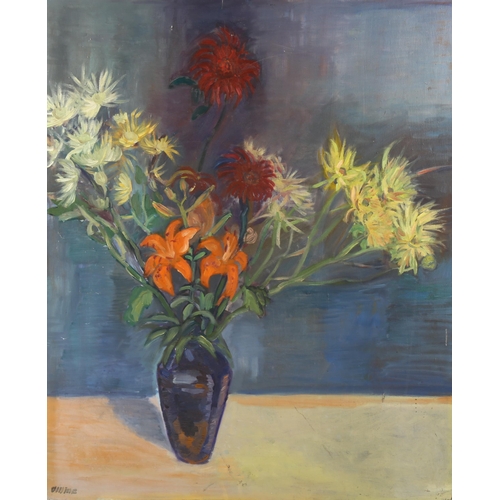 2022 - Mid-20th century oil on canvas, still life, indistinctly signed, A Mine?, 73cm x 60cm, unframed