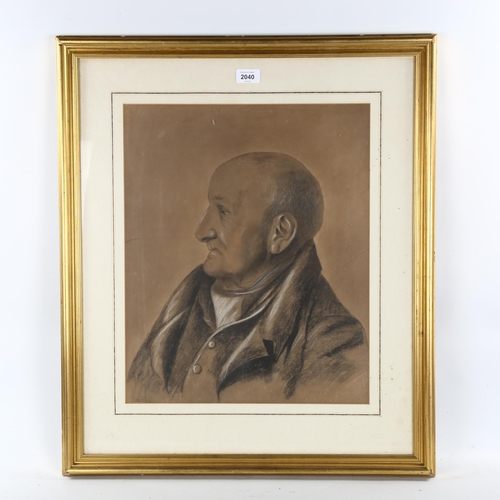 2040 - 19th century charcoal and chalk portrait of the murderer Charles Peace (1832 - 1876), unsigned, 48cm... 