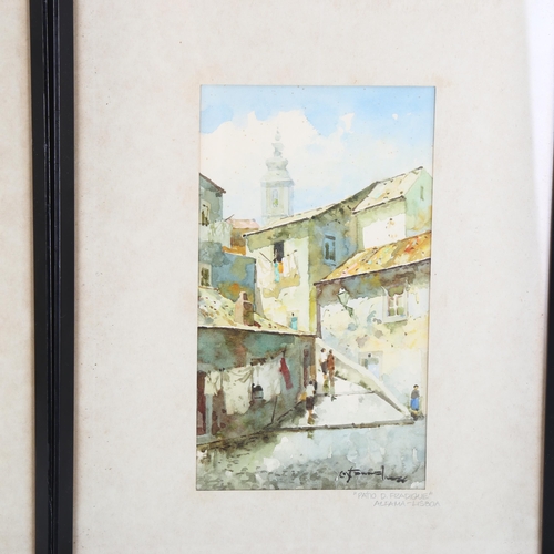 2041 - Pair of early 20th century watercolours, street scenes in Lisbon Portugal, indistinctly signed, 22cm... 