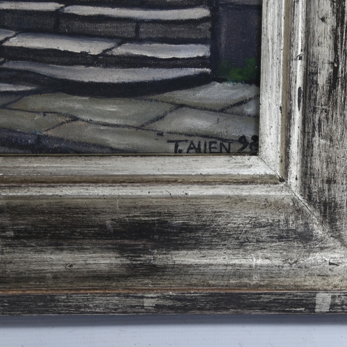 2046 - Terry Allen (born 1943), oil on board, Stockport town scene, signed, 38cm x 44cm, framed