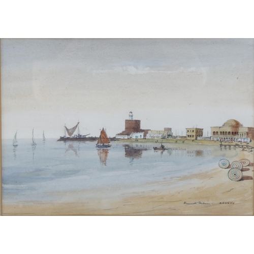 2048 - Kenneth Holmes (1902 - 1994), watercolour, coastal scene Rhodes, signed, 28cm x 34cm, framed