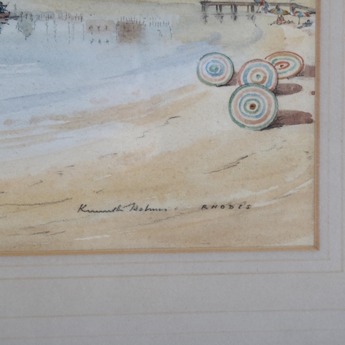 2048 - Kenneth Holmes (1902 - 1994), watercolour, coastal scene Rhodes, signed, 28cm x 34cm, framed