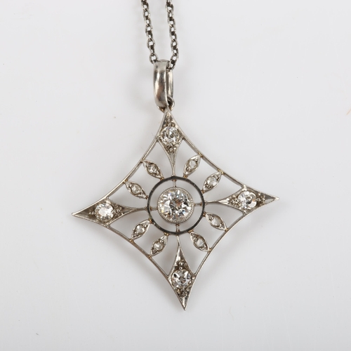 50 - CHARITY LOT (SOLD ON BEHALF OF ST MICHAEL'S HOSPICE) - a Belle Epoque diamond pendant necklace, circ... 