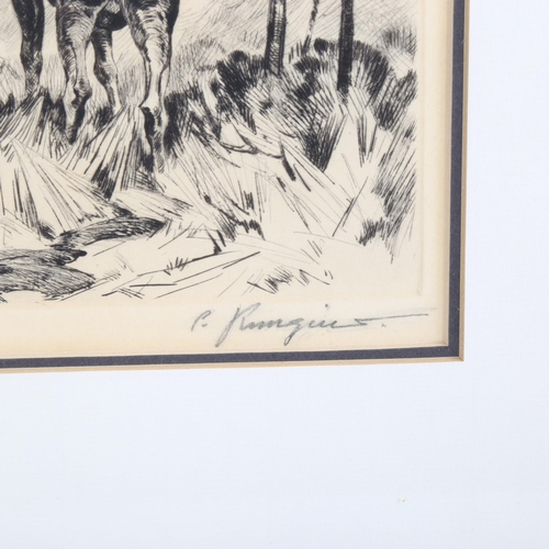 2030 - Carl Rungius (Canadian), etching, moose, signed in pencil, plate size 15cm x 21cm, framed