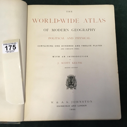 175 - The World Wide Atlas by W.Johnston of London 1894 edition 120 plates